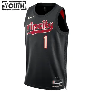Nike Dječji Dres Portland Trail Blazers Anfernee Simons City Edition 2023/24 Swingman Crna