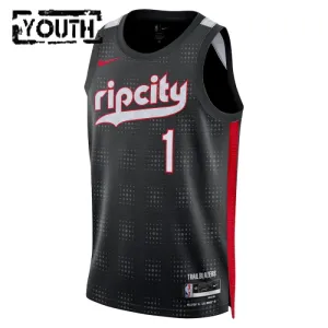 Nike Dječji Dres Portland Trail Blazers Anfernee Simons City Edition 2024/25 Swingman Crna