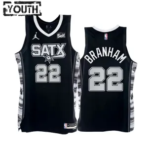 Dječji Dres San Antonio Spurs Malaki Branham 22 Jordan Statement Edition Swingman Crna