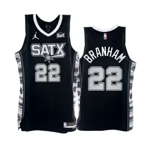 Muški Dres San Antonio Spurs Malaki Branham 22 Jordan Statement Edition Swingman Crna