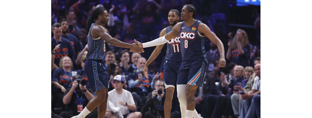 Oklahoma City Thunder prva momčad koja je osigurala mjesto u sljedećem krugu doigravanja Oklahoma City Thunder prva momčad koja je osigurala mjesto u sljedećem krugu doigravanja